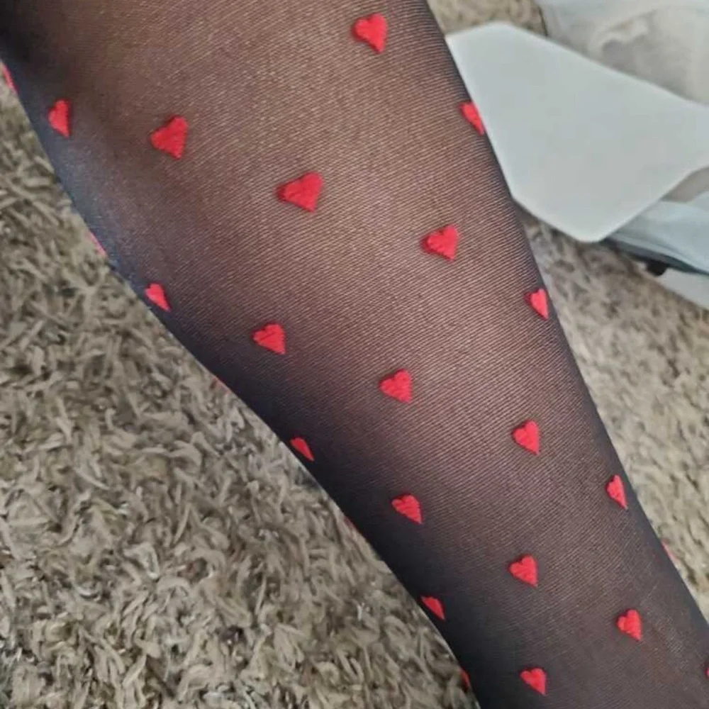 New Women's Heart Tights Transparent Black Stretch Warm Winter Leggings
